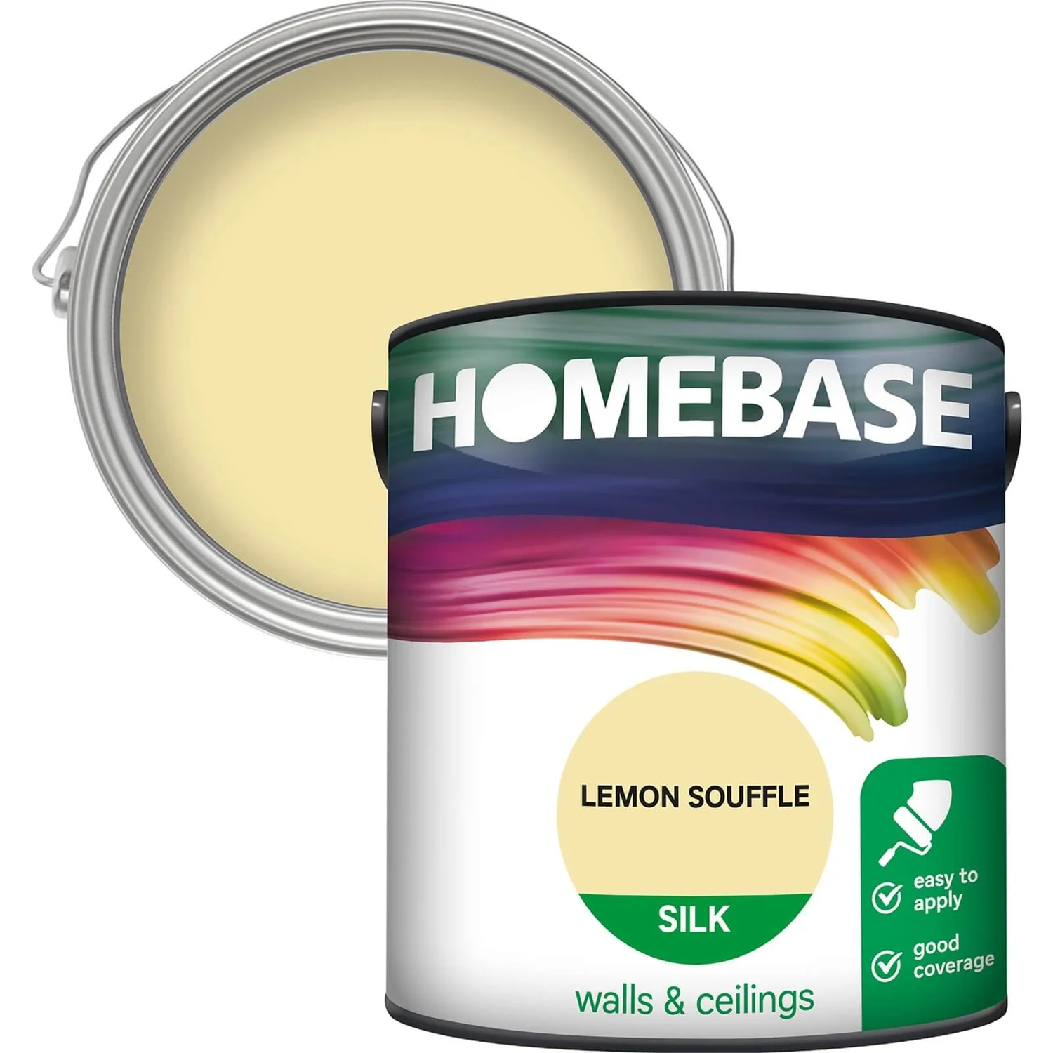 Homebase Silk Emulsion Paint Lemon Souffle - 2.5L 1 Homebase Silk Emulsion Paint Lemon Souffle - 2.5L