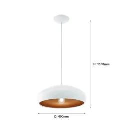 Eglo Mogano 1 Pendant Light - White & Copper -Outlet Home Harmony Store 12836801 1934833170412924