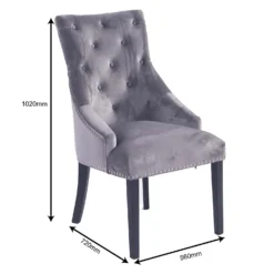 Annabelle Velvet Dining Chairs - Set Of 2 - Grey -Outlet Home Harmony Store 12838750 2044904215314738