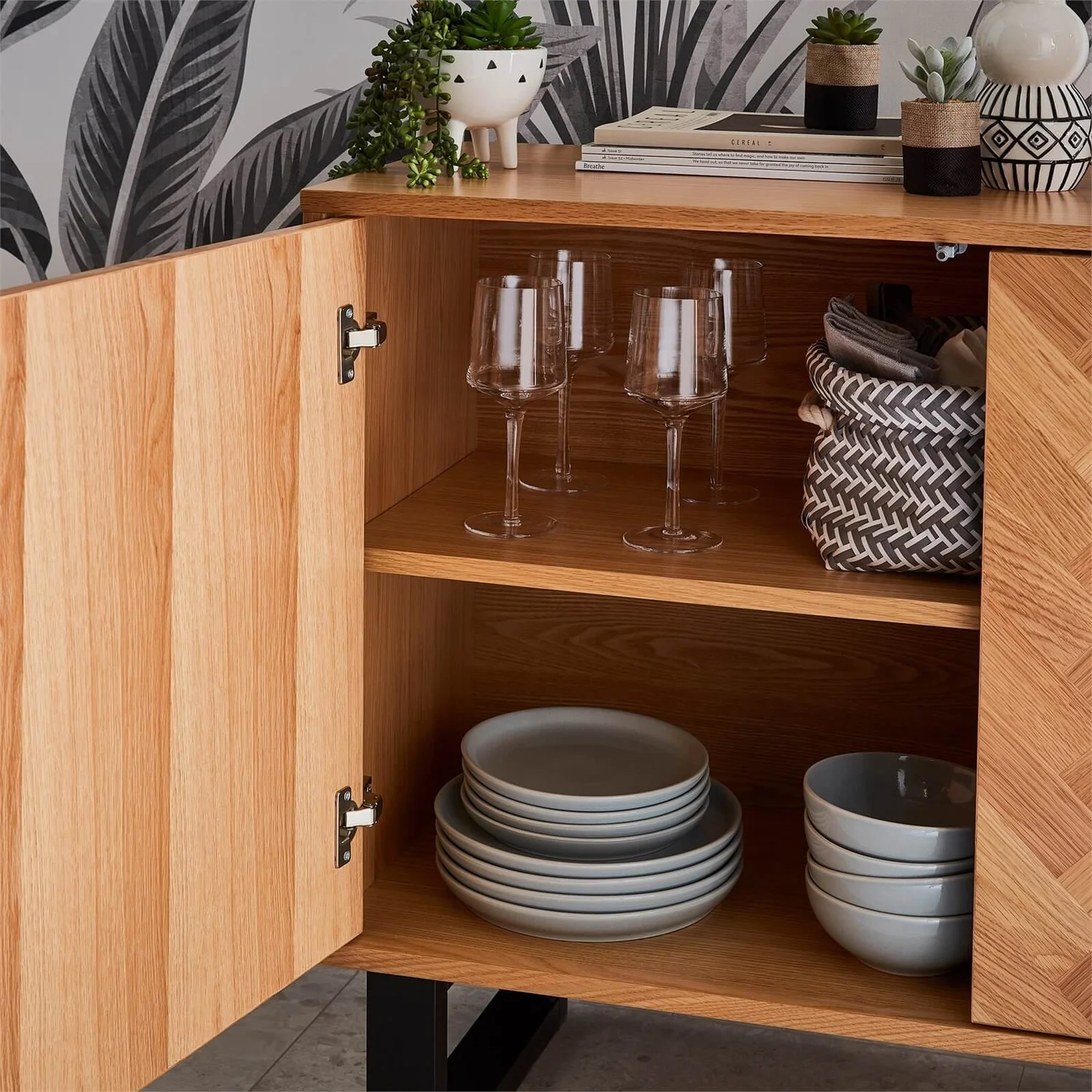 Skelby Herringbone Oak Sideboard 3 Skelby Herringbone Oak Sideboard - Image 3