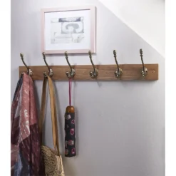 6 Deco Antique Brass Hook On Light Rustic Board -Outlet Home Harmony Store 12839317 1914845859301889