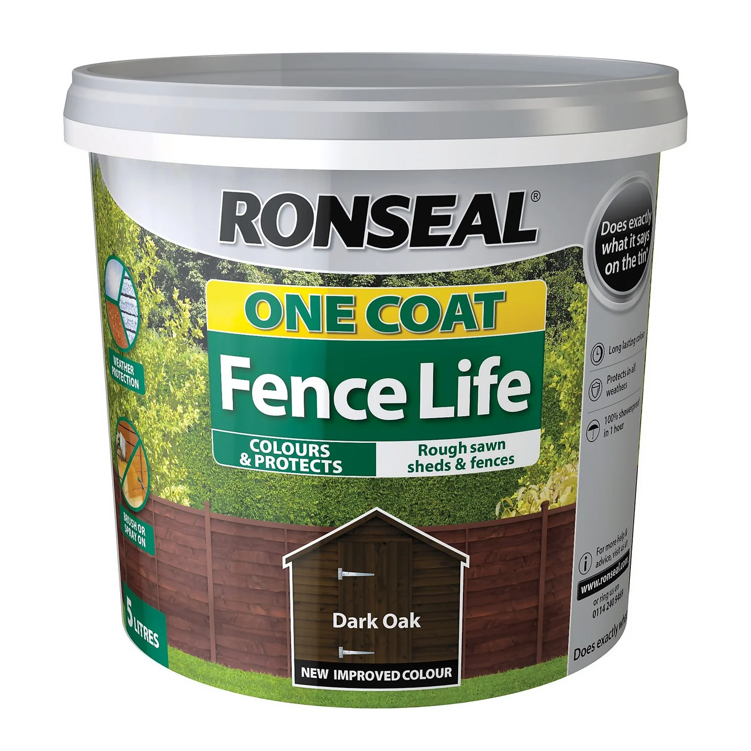 Ronseal One Coat Fence Life Paint Dark Oak - 5L 6 Ronseal One Coat Fence Life Paint Dark Oak - 5L - Image 6