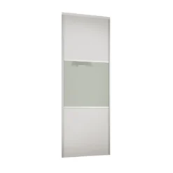 Linear Sliding Wardrobe Door 3 Panel White / Arctic White Glass With White Frame (W)914mm