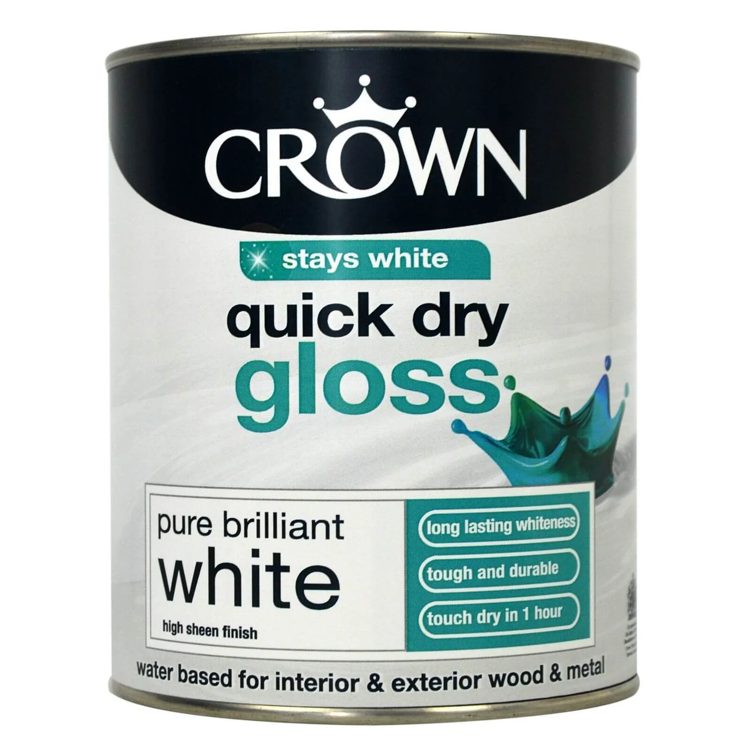 Crown Quick Drying Gloss Paint Pure Brilliant White - 750ml 2 Crown Quick Drying Gloss Paint Pure Brilliant White - 750ml - Image 2
