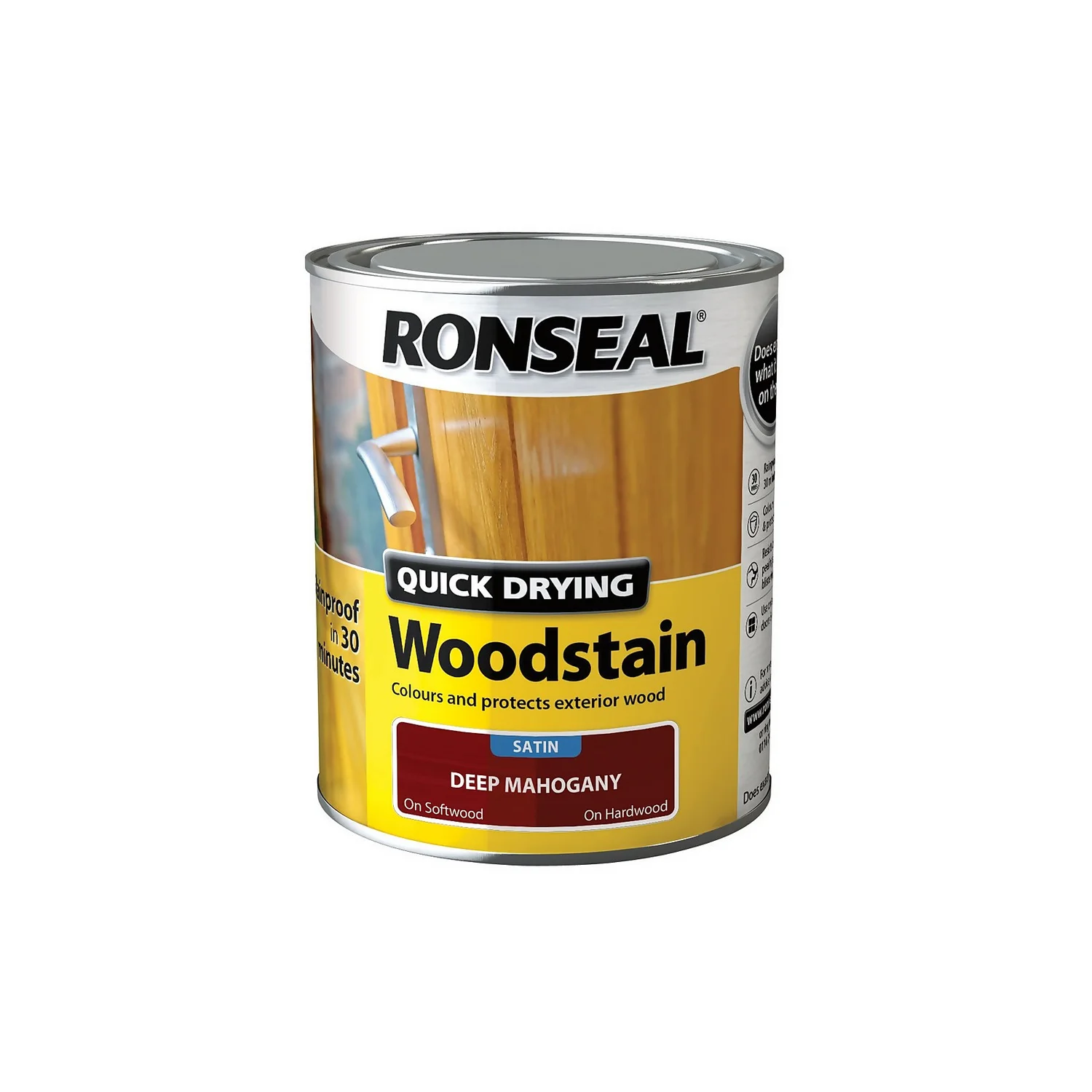 Ronseal Quick Drying Woodstain Deep Mahogany Satin - 750ml 6 Ronseal Quick Drying Woodstain Deep Mahogany Satin - 750ml - Image 6