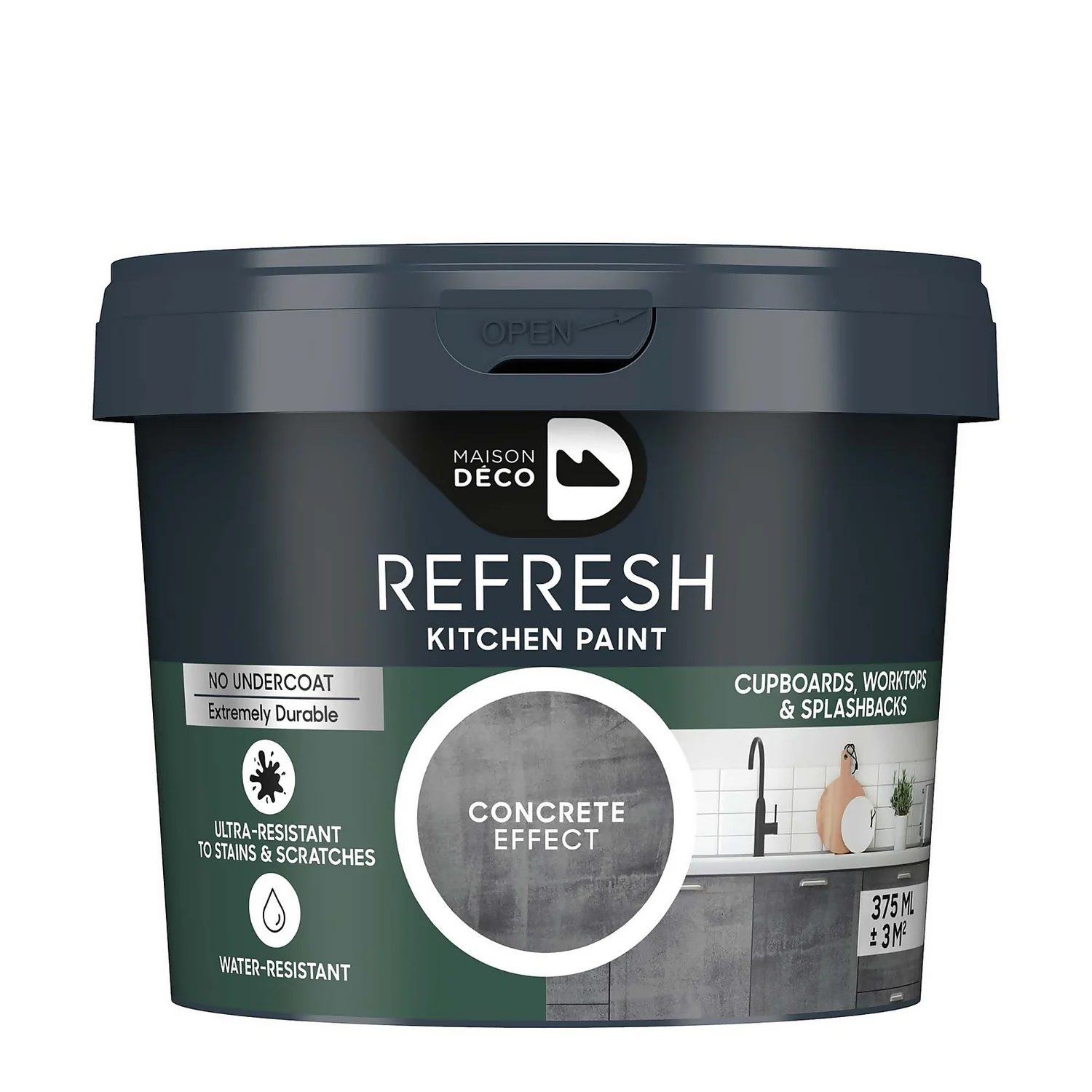 Maison Deco Refresh Kitchen Cupboards, Worktops & Splashbacks Paint Concrete Effect - 375ml 1 Maison Deco Refresh Kitchen Cupboards, Worktops & Splashbacks Paint Concrete Effect - 375ml