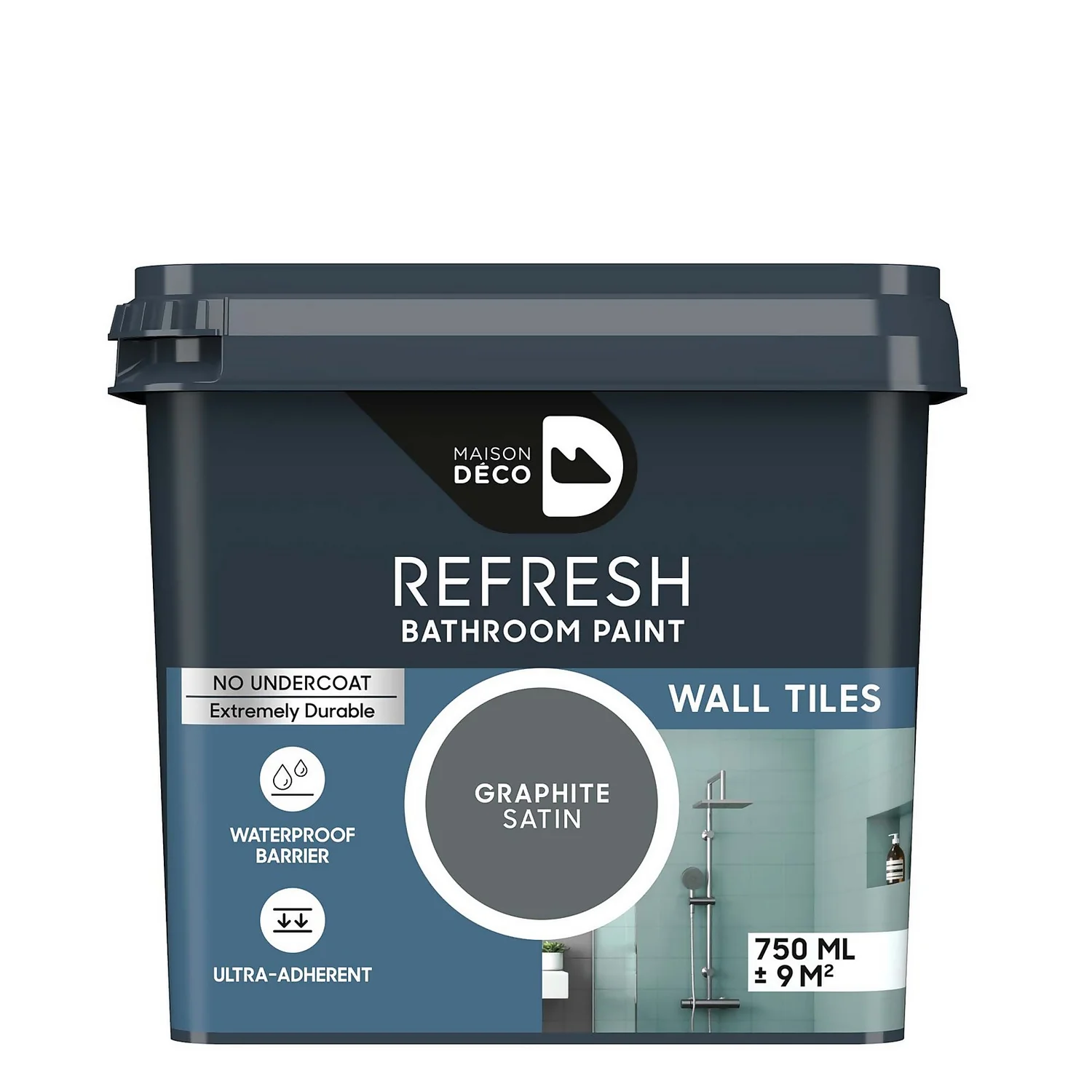 Maison Deco Refresh Bathroom Wall Tile Paint Graphite - 750ml 1 Maison Deco Refresh Bathroom Wall Tile Paint Graphite - 750ml
