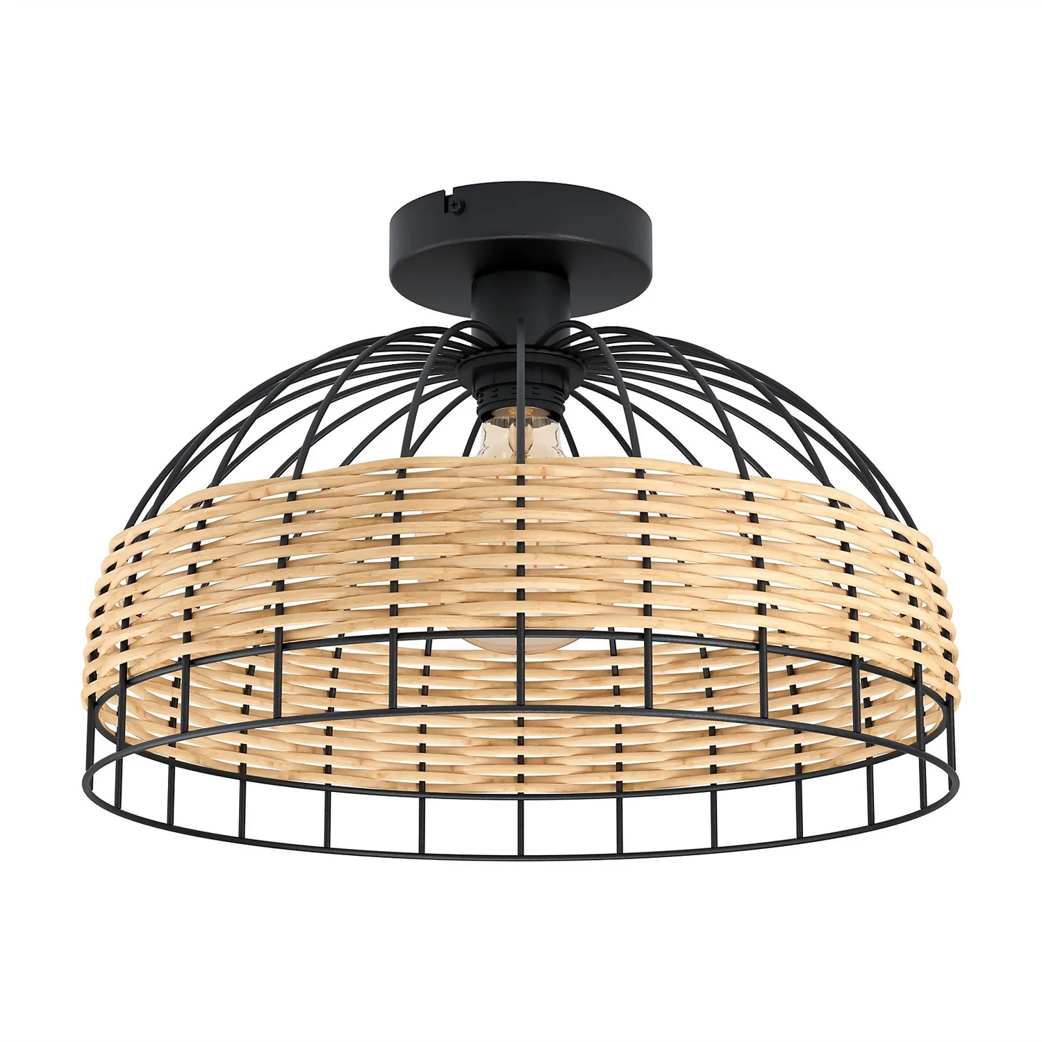 Eglo Anwick Black And Rattan Ceiling Light 2 Eglo Anwick Black And Rattan Ceiling Light - Image 2