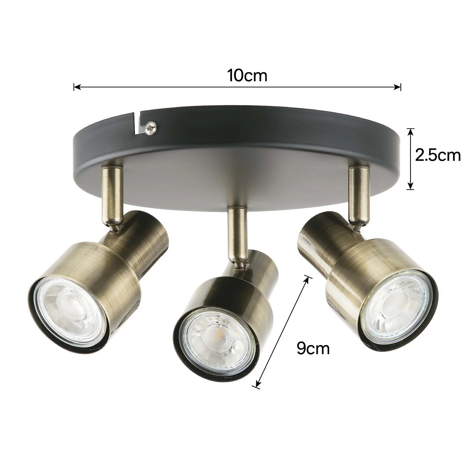 Noah 3 Lamp Spotlight Plate - Black & Antique Brass 5 Noah 3 Lamp Spotlight Plate - Black & Antique Brass - Image 5