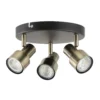 Noah 3 Lamp Spotlight Plate - Black & Antique Brass