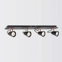 Emma 4 Lamp Spotlight Bar - Black & Copper -Outlet Home Harmony Store 12882225 1914843519450953