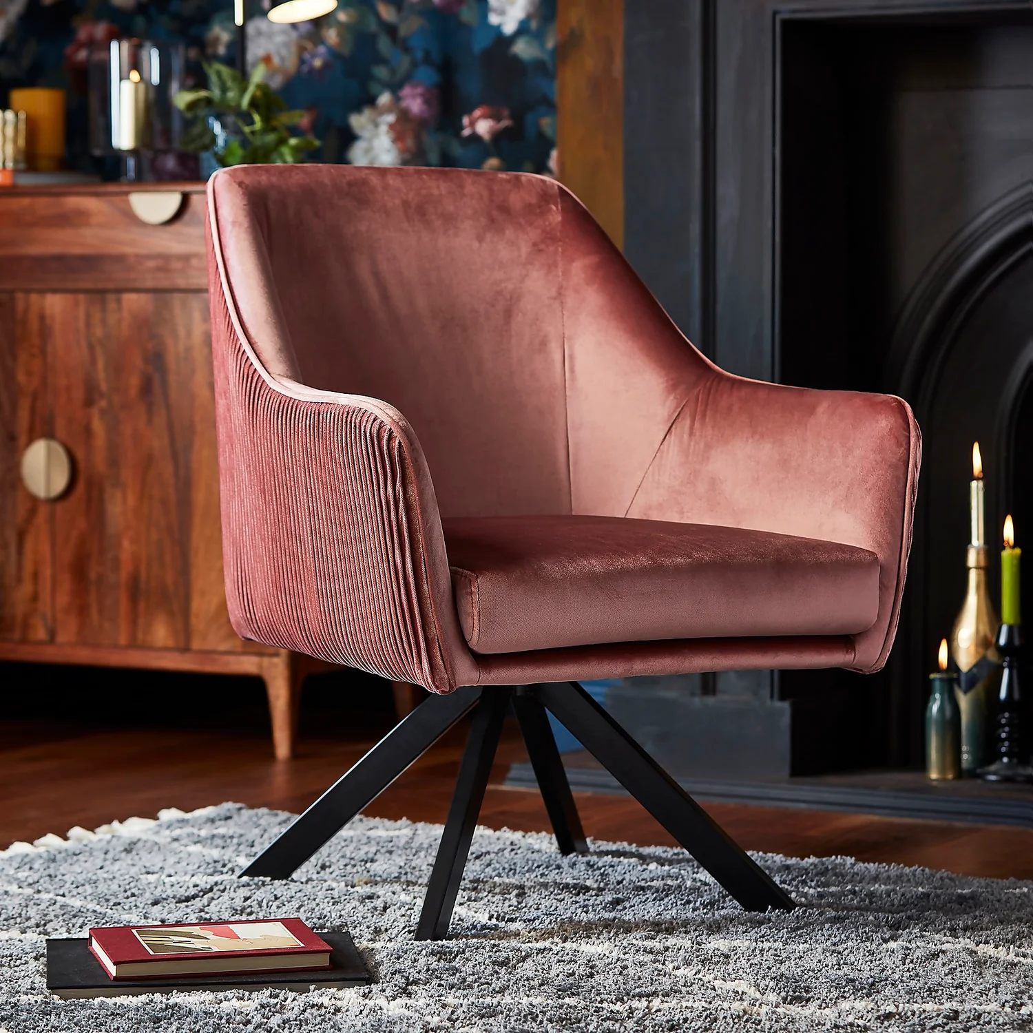 Pia Pleat Swivel Chair - Rose 2 Pia Pleat Swivel Chair - Rose - Image 2