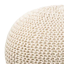 Charles Chunky Knit Pouffe - Cream -Outlet Home Harmony Store 12882880 9484898261778141