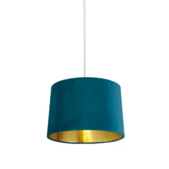 House Beautiful Samet Velvet Drum Shade - Teal - 30cm -Outlet Home Harmony Store 12882899 1724861162153176