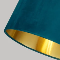 House Beautiful Samet Velvet Drum Shade - Teal - 30cm -Outlet Home Harmony Store 12882899 6634861162216638