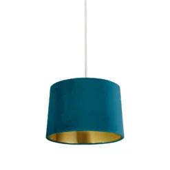 House Beautiful Samet Velvet Drum Shade - Teal - 30cm -Outlet Home Harmony Store 12882899 9514861162190610