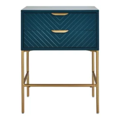House Beautiful Trixie 2 Drawer Bedside Table - Blue -Outlet Home Harmony Store 12886098 1824862228080914