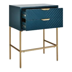 House Beautiful Trixie 2 Drawer Bedside Table - Blue -Outlet Home Harmony Store 12886098 9124862228045268
