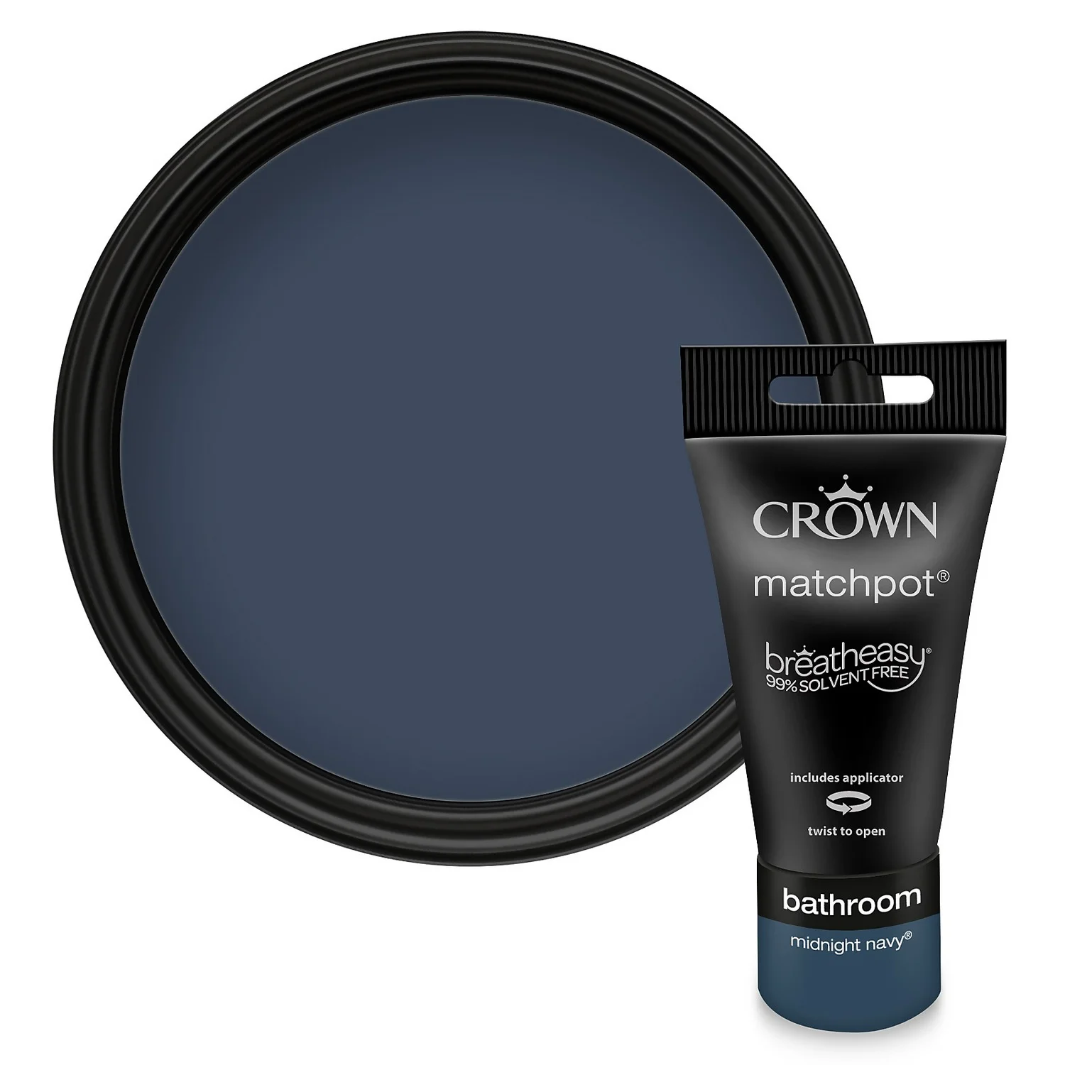 Crown Easyclean Bathroom Paint Midnight Navy - 40ml 1 Crown Easyclean Bathroom Paint Midnight Navy - 40ml