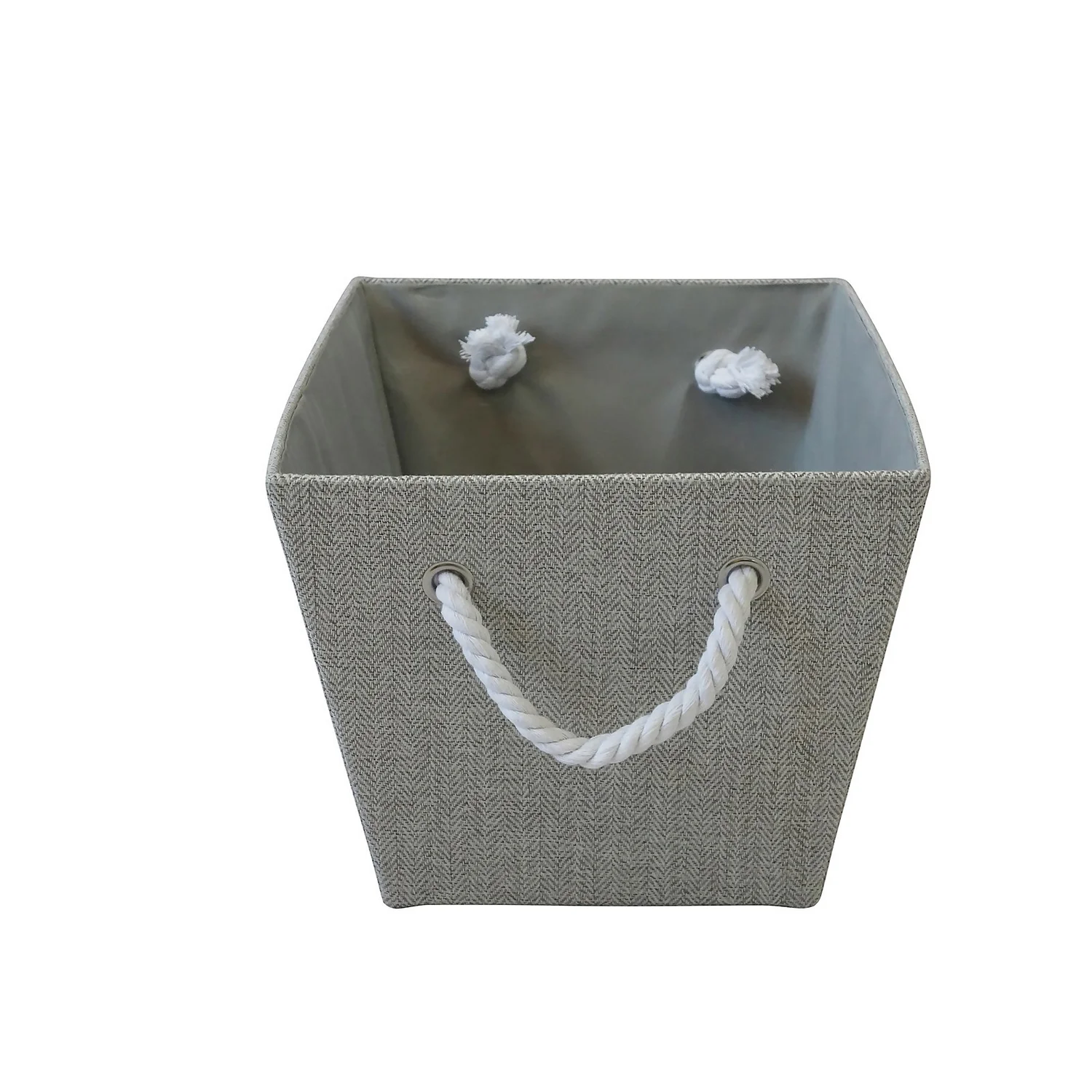 Neutral Herringbone Medium Storage Basket 3 Neutral Herringbone Medium Storage Basket - Image 3