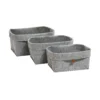 Set Of 3 Grey Oval Felt Baskets