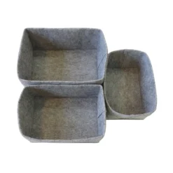 Set Of 3 Grey Oval Felt Baskets -Outlet Home Harmony Store 12886601 1784857031680822