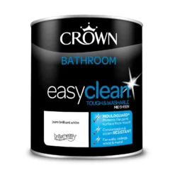Crown Easyclean Bathroom Paint Brilliant White - 1L -Outlet Home Harmony Store 12886752 1684853415553041