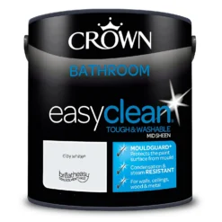 Crown Easyclean® Mouldguard+ Bathroom Mid Sheen Washable Multi Surface Paint Clay White® - 2.5L -Outlet Home Harmony Store 12886759 1574853415808143