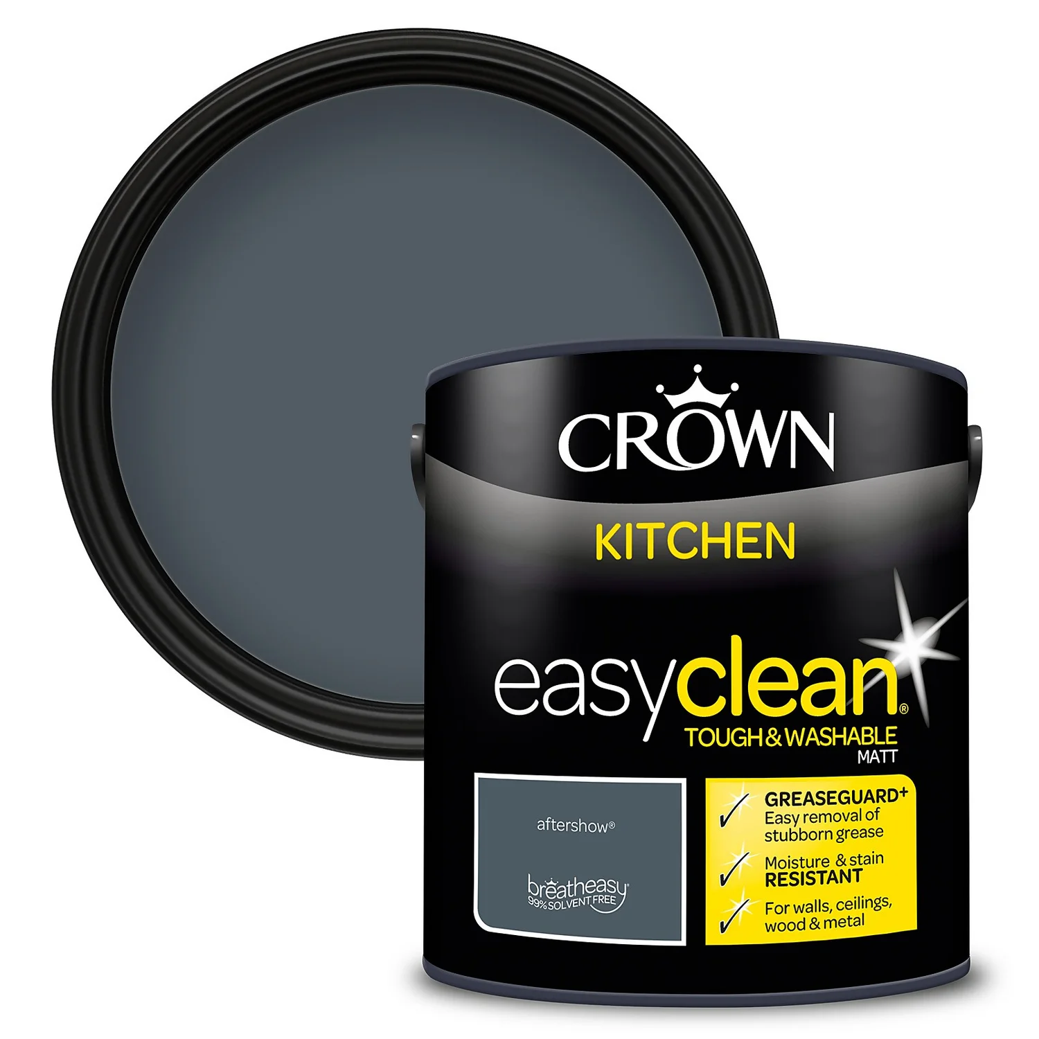 Crown Easyclean®Greaseguard+ Kitchen Matt Washable Multi Surface Paint Aftershow® - 2.5L 1 Crown Easyclean®Greaseguard+ Kitchen Matt Washable Multi Surface Paint Aftershow® - 2.5L