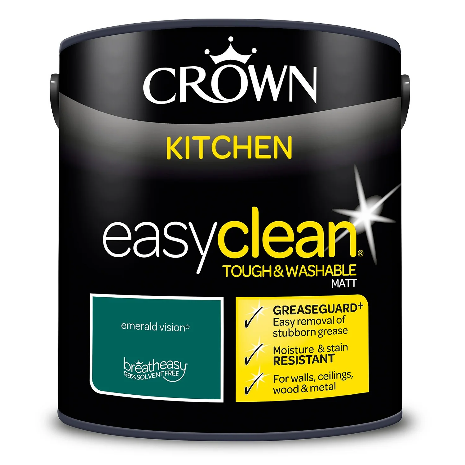 Crown Easyclean®Greaseguard+ Kitchen Matt Washable Multi Surface Paint Emerald Vision® - 2.5L 7 Crown Easyclean®Greaseguard+ Kitchen Matt Washable Multi Surface Paint Emerald Vision® - 2.5L - Image 7