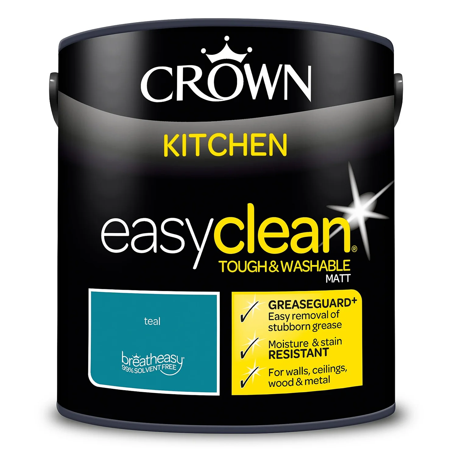 Crown Easyclean®Greaseguard+ Kitchen Matt Washable Multi Surface Paint Teal® - 2.5L 7 Crown Easyclean®Greaseguard+ Kitchen Matt Washable Multi Surface Paint Teal® - 2.5L - Image 7