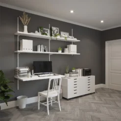 Anti-bacterial Twin Slot Shelving Kit - 1981mm White Twinslot And 270mm Brackets - White -Outlet Home Harmony Store 12888875 1714843294387890