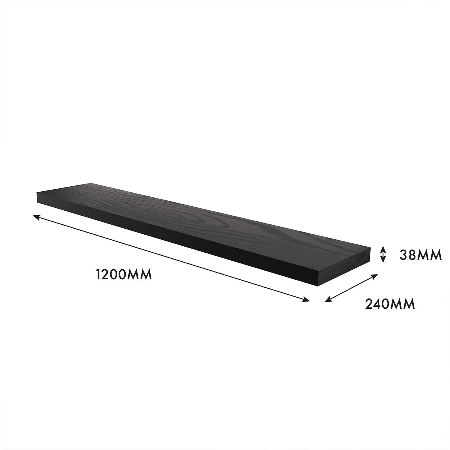 Flexi Storage Decorative Shelving Floating Shelf Black Oak 1200x38x240mm 5 Flexi Storage Decorative Shelving Floating Shelf Black Oak 1200x38x240mm - Image 5