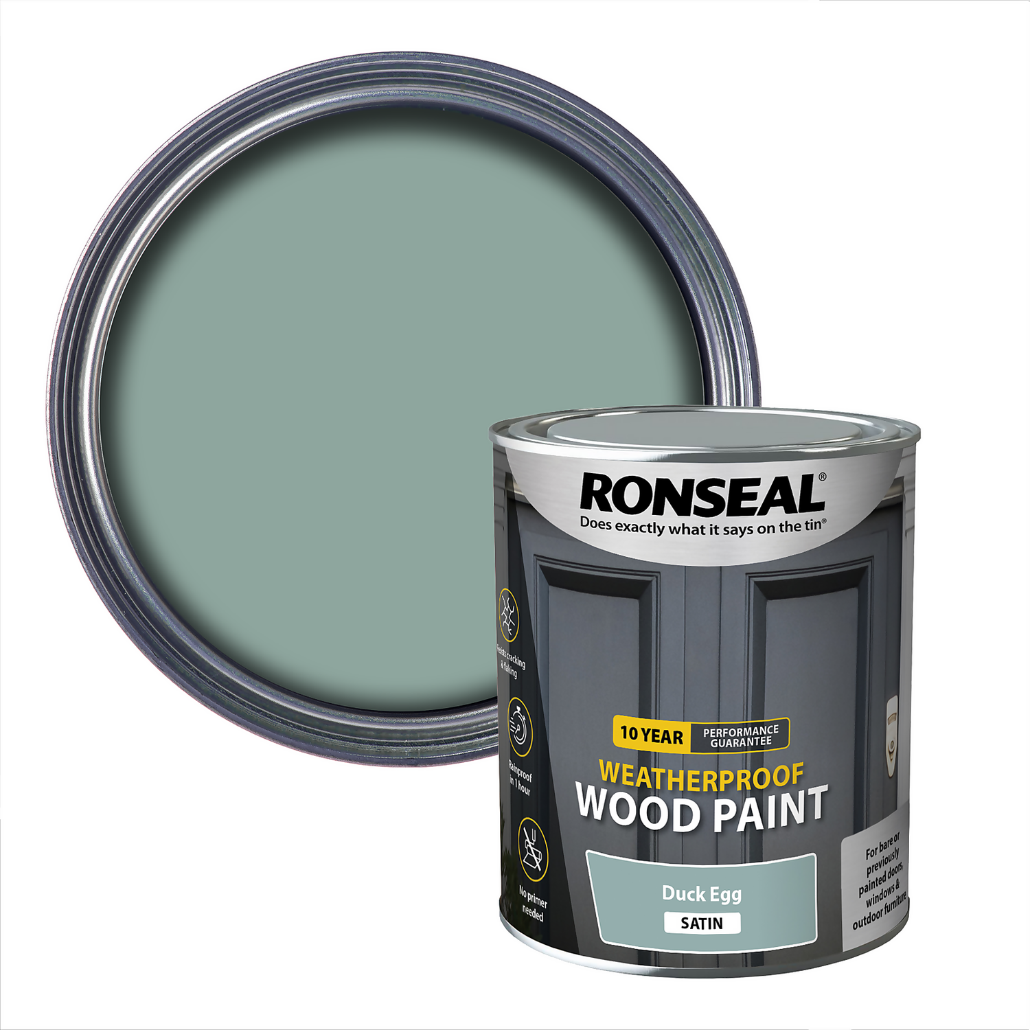 Ronseal 10 Year Weatherproof Wood Paint Duck Egg Satin - 750ml 1 Ronseal 10 Year Weatherproof Wood Paint Duck Egg Satin - 750ml