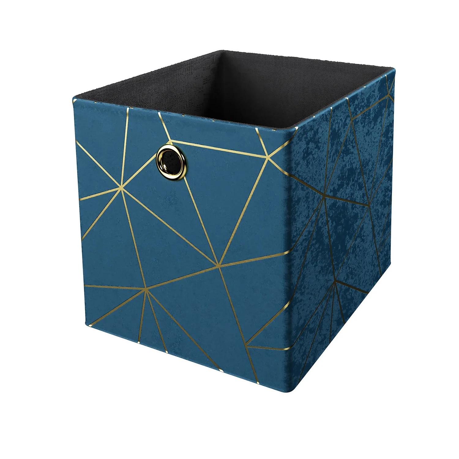 Clever Cube Velvet Geometric Insert - Smokey Blue & Gold 1 Clever Cube Velvet Geometric Insert - Smokey Blue & Gold