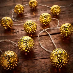 10 Gold Lantern String Christmas Tree Lights - Battery Operated -Outlet Home Harmony Store 12939835 1594884307625592