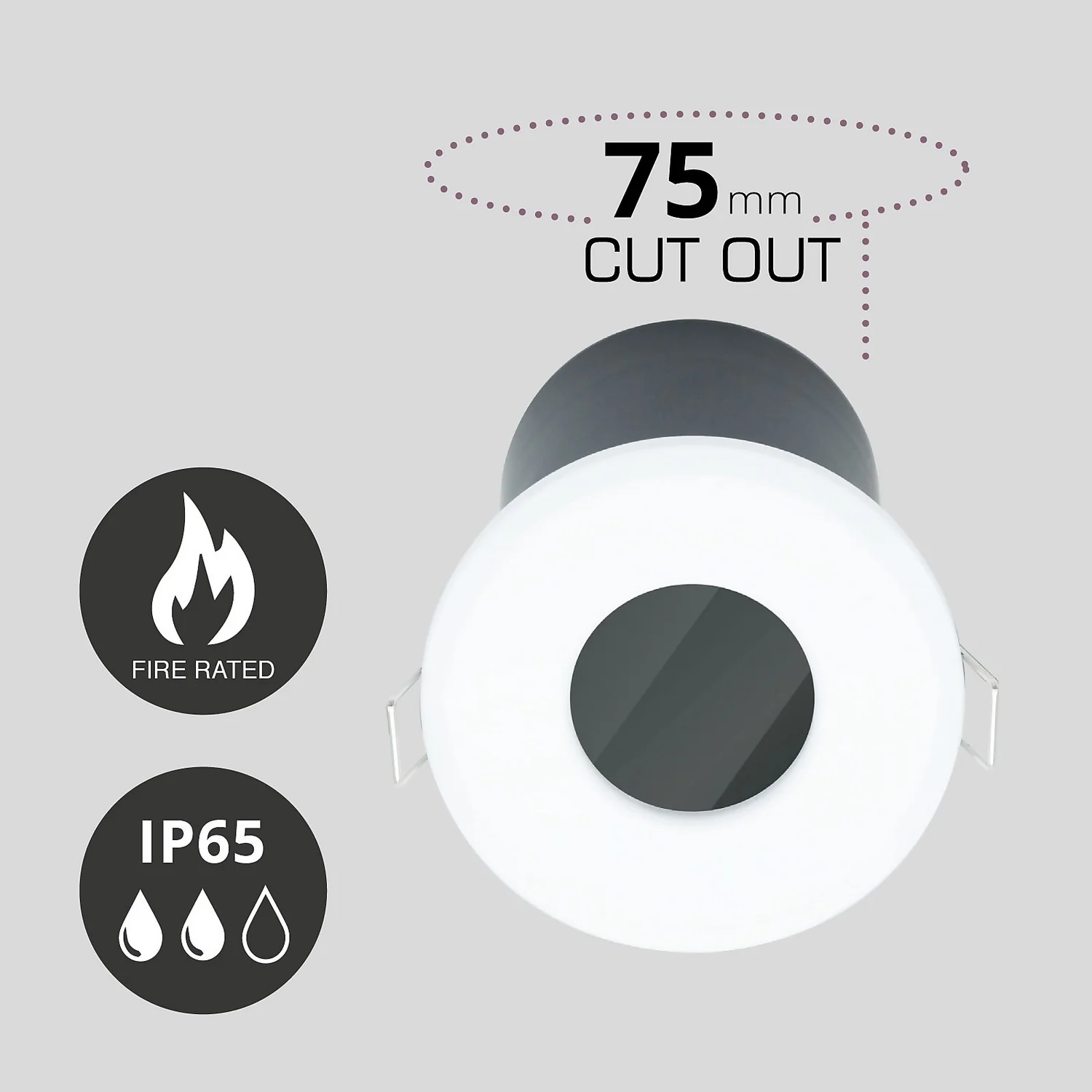 Fixed Fire Rated IP65 Pack 3 Downlights - White Finish 3 Fixed Fire Rated IP65 Pack 3 Downlights - White Finish - Image 3