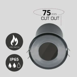Fixed Fire Rated IP65 Pack 3 Downlights - Black -Outlet Home Harmony Store 13031830 1604860685114308
