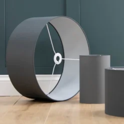 Clyde Charcoal Drum Shade With Diffuser - 45cm -Outlet Home Harmony Store 13139382 1964944148090977