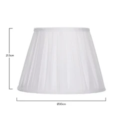Raye White Pleated Taper Silk Shade - 30cm -Outlet Home Harmony Store 13139392 3144900556818629