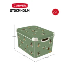 Curver Stockholm Bees Deco Storage Box - Green - 22L -Outlet Home Harmony Store 13169626 1944898511856227