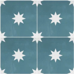 Country Living Starry Skies Peacock Teal Porcelain Wall & Floor Tile - 200 X 200mm - 0.52sqm Pack -Outlet Home Harmony Store 13220582 1524916607678903
