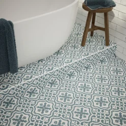 Fiore Teal / White Victorian Pre-scored Porcelain Wall & Floor Tile 450 X 450mm - 1.42sqm Pack 12 Fiore Teal / White Victorian Pre-scored Porcelain Wall & Floor Tile 450 X 450mm - 1.42sqm Pack -Outlet Home Harmony Store 13220597 1544909608294003