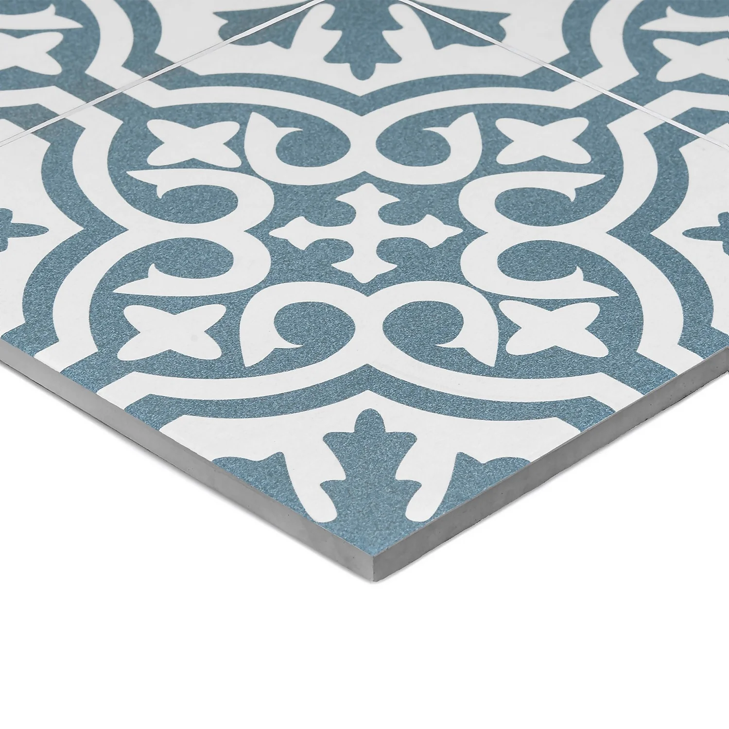 Fiore Teal / White Victorian Pre-scored Porcelain Wall & Floor Tile 450 X 450mm - 1.42sqm Pack 4 Fiore Teal / White Victorian Pre-scored Porcelain Wall & Floor Tile 450 X 450mm - 1.42sqm Pack - Image 4