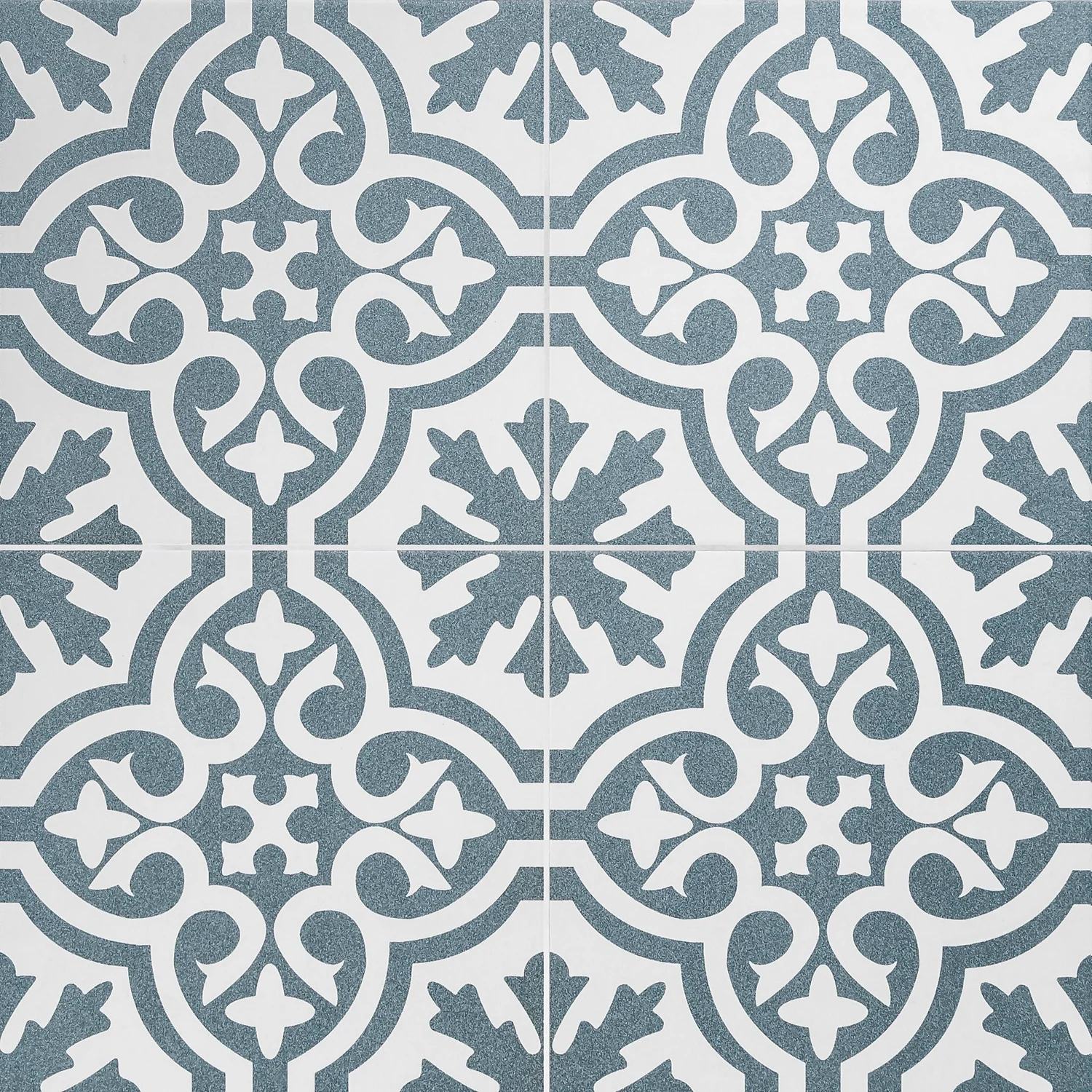 Fiore Teal / White Victorian Pre-scored Porcelain Wall & Floor Tile 450 X 450mm - 1.42sqm Pack 2 Fiore Teal / White Victorian Pre-scored Porcelain Wall & Floor Tile 450 X 450mm - 1.42sqm Pack - Image 2