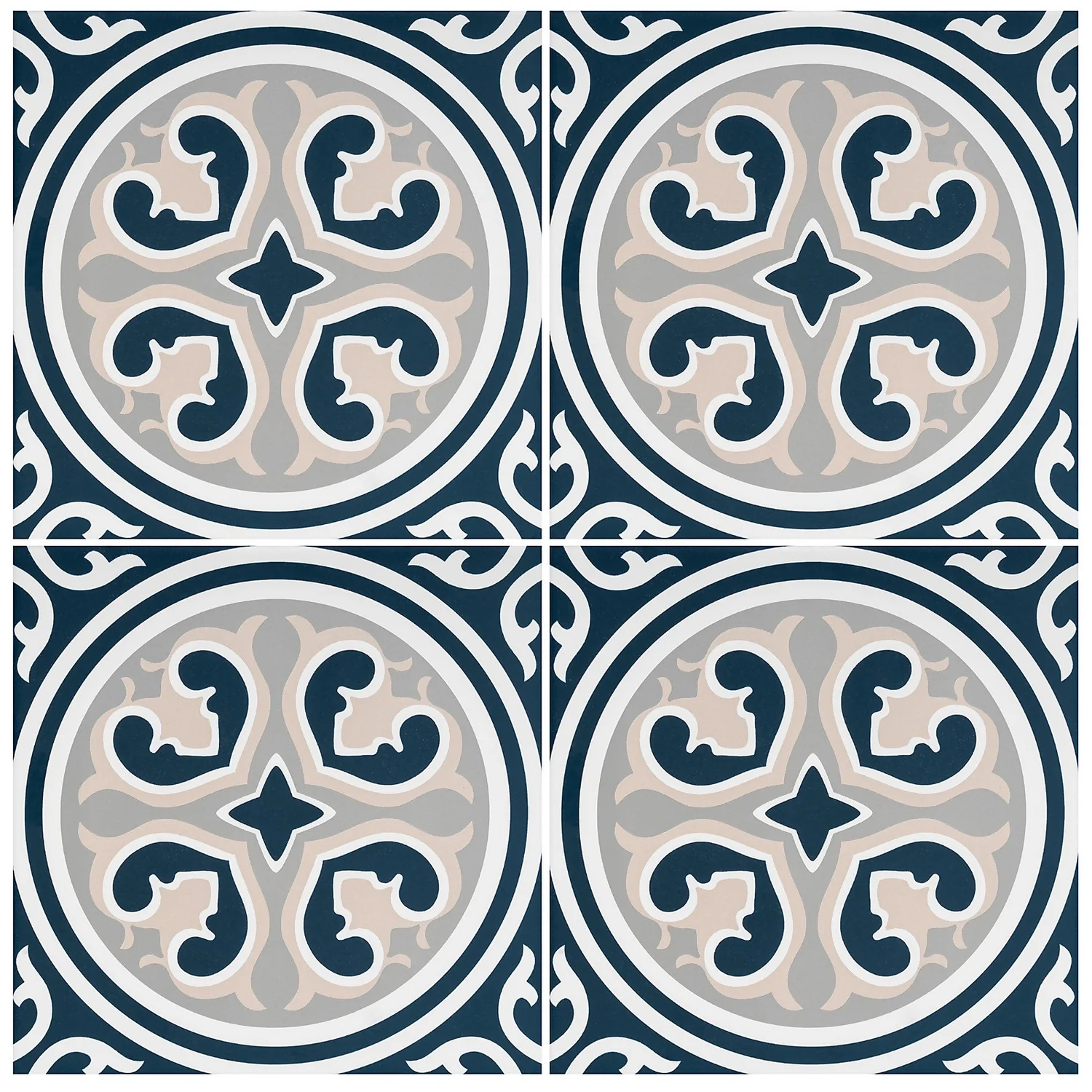 Fiore Vintage Floral Porcelain Wall & Floor Tile 200 X 200mm - 0.52sqm Pack 3 Fiore Vintage Floral Porcelain Wall & Floor Tile 200 X 200mm - 0.52sqm Pack - Image 3