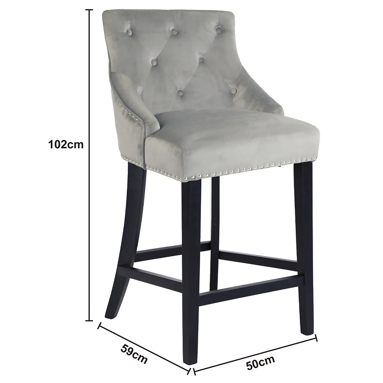 Annabelle Velvet Bar Stool - Grey 7 Annabelle Velvet Bar Stool - Grey - Image 7