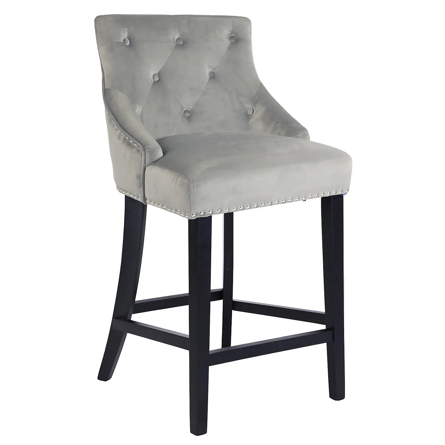 Annabelle Velvet Bar Stool - Grey 1 Annabelle Velvet Bar Stool - Grey