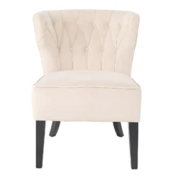 Sadie Velvet Accent Chair - Ivory -Outlet Home Harmony Store 13223762 2104927512026442