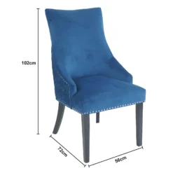 Annabelle Pleated Back Velvet Dining Chairs - Set Of 2 - Navy -Outlet Home Harmony Store 13223766 6994926477174525